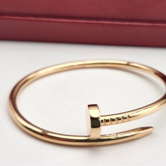 18K Gold Plated Nail Bangle Cuff Bracelet - Picture 6 of 10